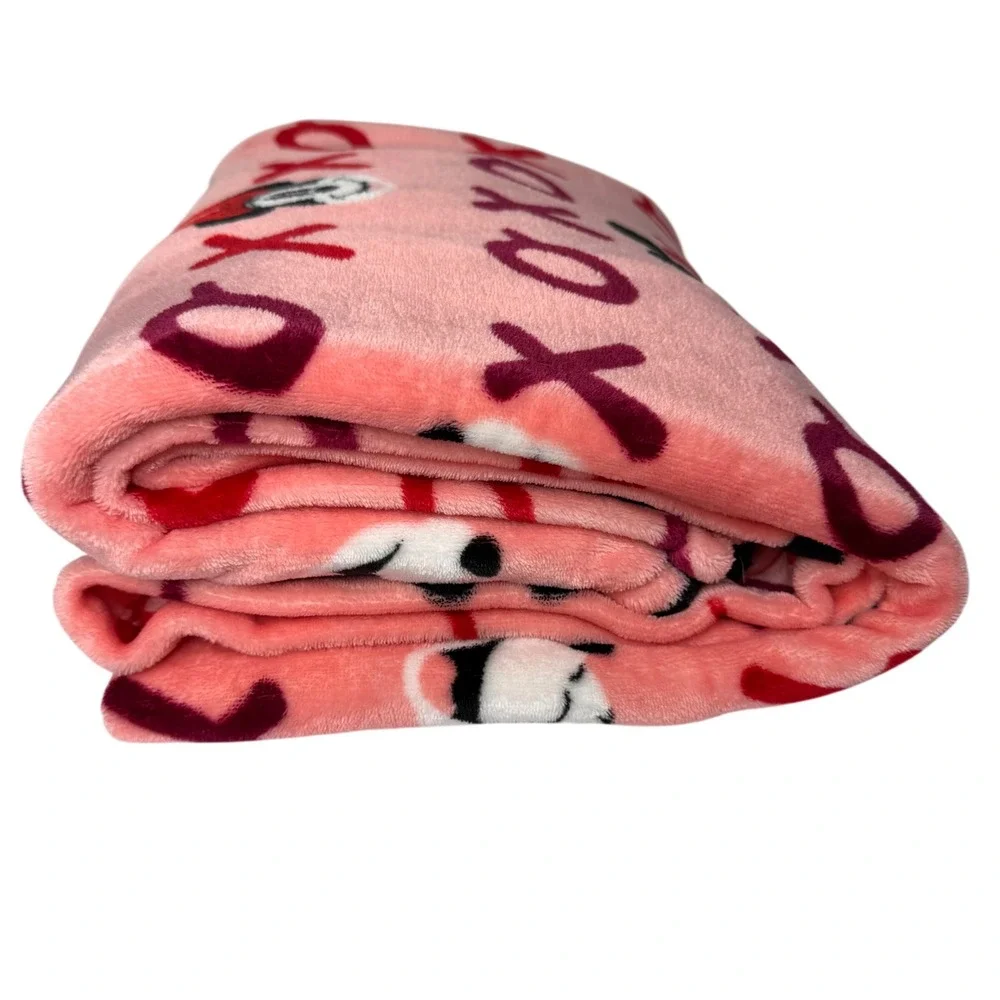 Disney Mickey Minnie Mouse XOXO Pink Plush Throw Blanket The Big One 60x68